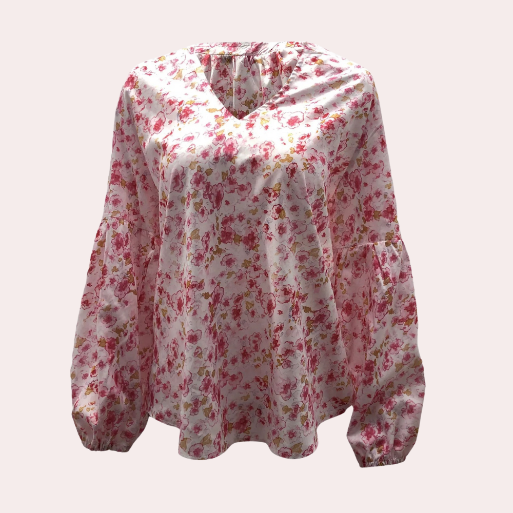 Long Sleeve Women's Blouse - Elegant Floral Print Casual Office Top 2