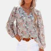 Long Sleeve Women's Blouse - Elegant Floral Print Casual Office Top 5