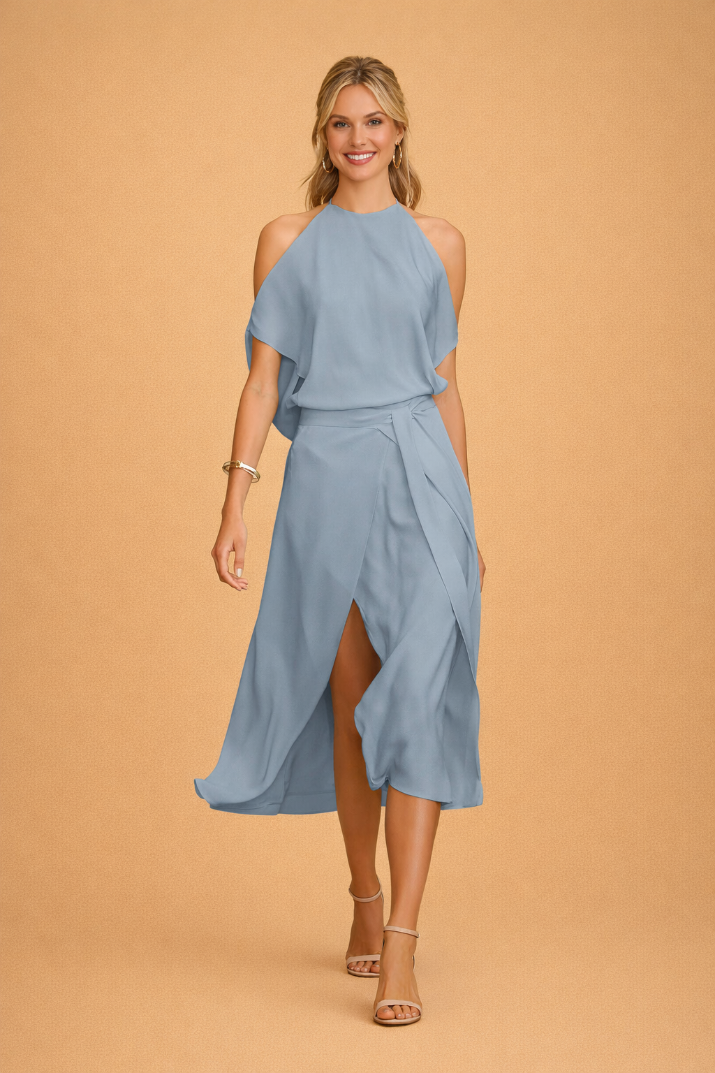 Off-the-Shoulder Midi Dress for Women Casual Elegant Summer Dress 0