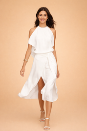 Off-the-Shoulder Midi Dress for Women Casual Elegant Summer Dress 2
