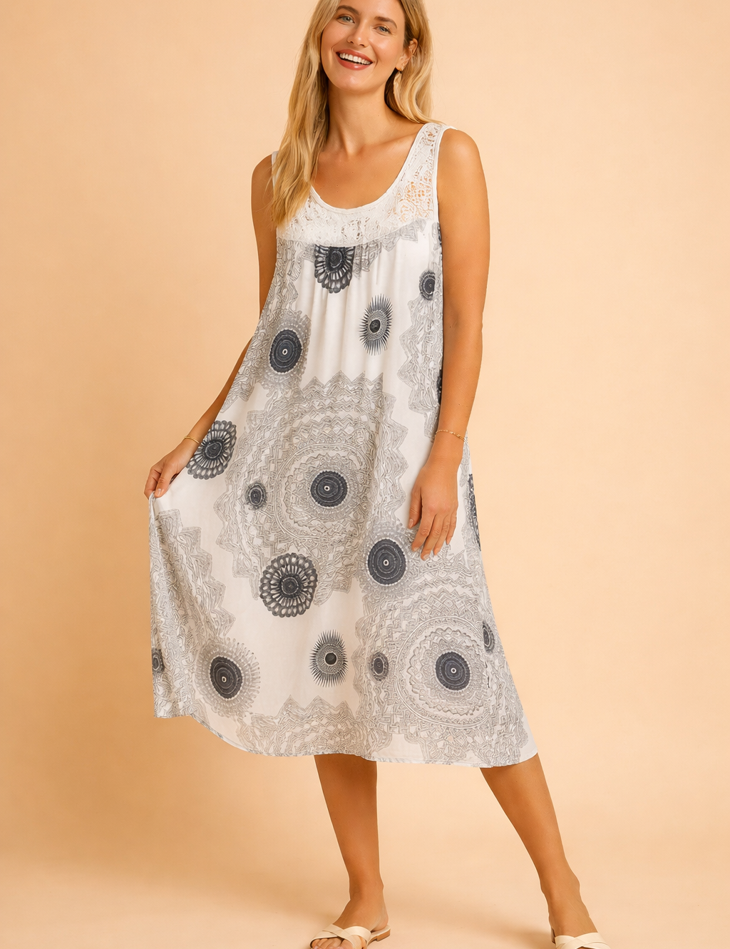 Sleeveless Summer Dress for Women Plus Size Stylish Patterned Sundress 0