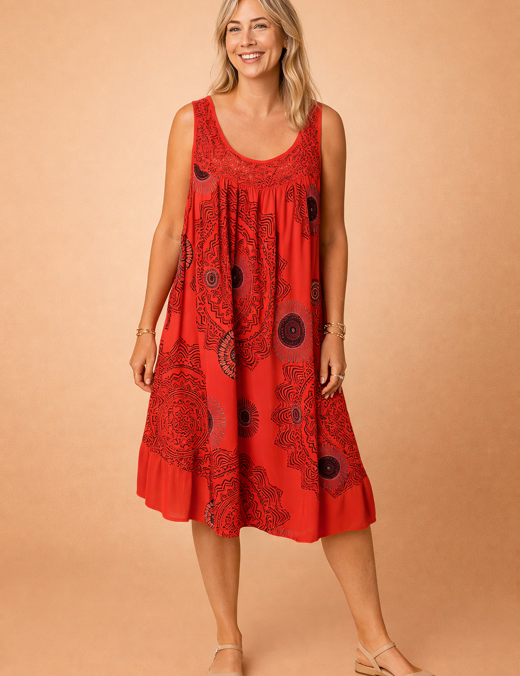 Sleeveless Summer Dress for Women Plus Size Stylish Patterned Sundress 2