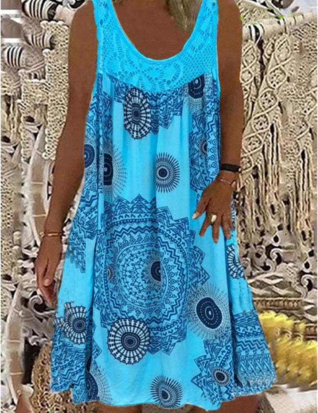 Sleeveless Summer Dress for Women Plus Size Stylish Patterned Sundress 8
