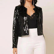 Sparkling Women's Blazer Tailored Short Fit Evening Jacket for Elegant Occasions 0