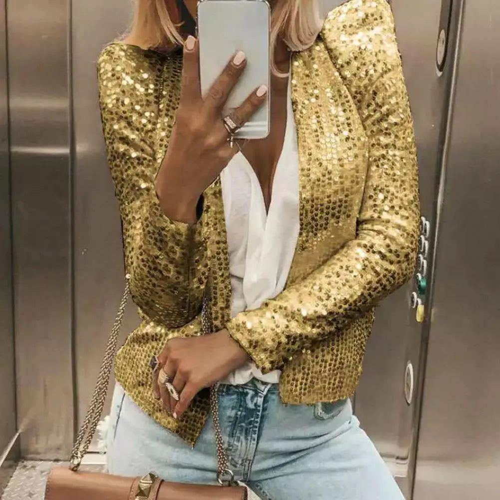 Sparkling Women's Blazer Tailored Short Fit Evening Jacket for Elegant Occasions 1