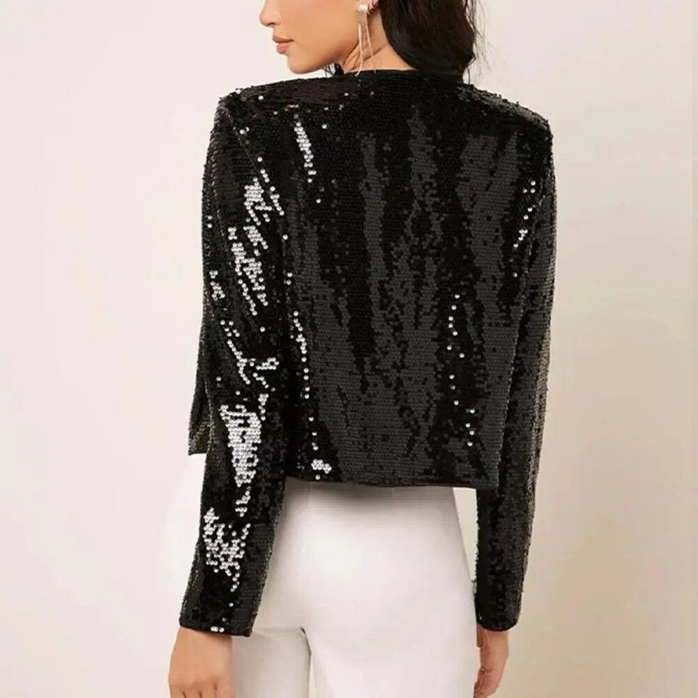 Sparkling Women's Blazer Tailored Short Fit Evening Jacket for Elegant Occasions 4