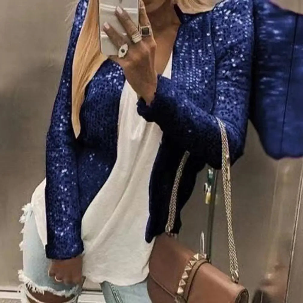 Sparkling Women's Blazer Tailored Short Fit Evening Jacket for Elegant Occasions 6