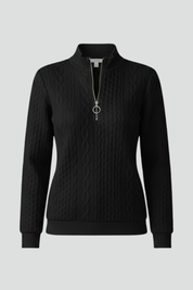 Stylish Women's Zip Neck Jumper with Cable Knit Texture 1