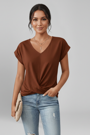 V Neckline Short Sleeve Women’s Blouse for Casual Elegance 6