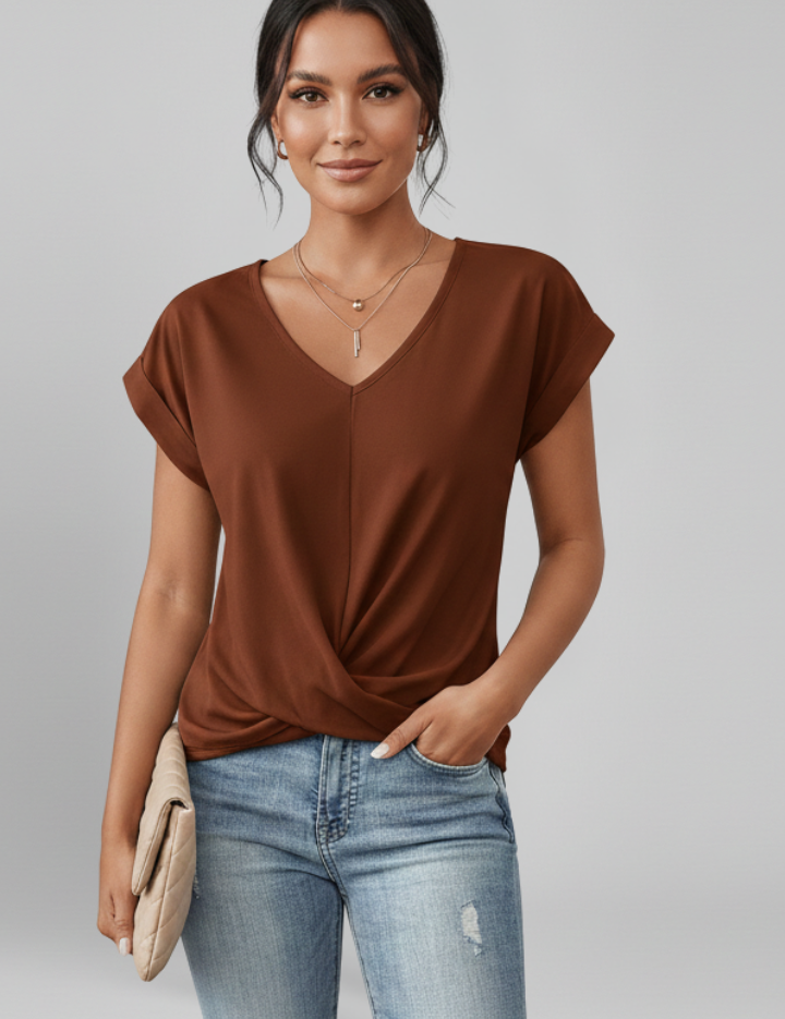 V Neckline Short Sleeve Women’s Blouse for Casual Elegance 6