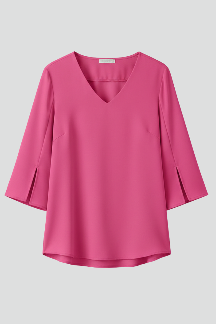White Women's Blouse, V Neckline Short Sleeve Summer Top for Casual Wear 1