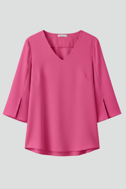 White Women's Blouse, V Neckline Short Sleeve Summer Top for Casual Wear 1