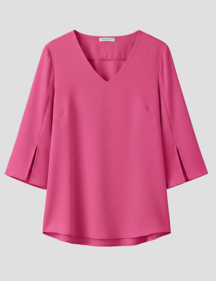 White Women's Blouse, V Neckline Short Sleeve Summer Top for Casual Wear 1