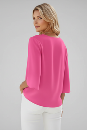 White Women's Blouse, V Neckline Short Sleeve Summer Top for Casual Wear 2