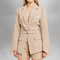 White Women's Tailored Blazer with Belted Waist for Elegant Style 0