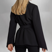 White Women's Tailored Blazer with Belted Waist for Elegant Style 2
