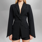 White Women's Tailored Blazer with Belted Waist for Elegant Style 6