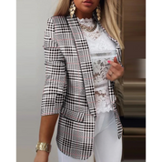 Women's Blazer - Elegant Printed Shawl Collar Jacket with Tailored Fit for Versatile Style 0