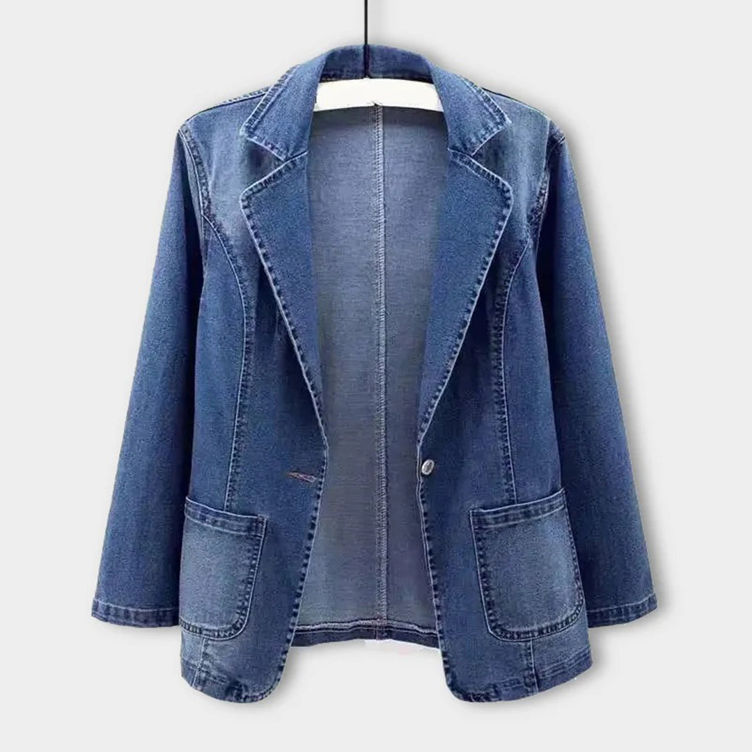 Women's Blazer Denim Jacket - Stylish Casual Layering for Spring and Fall Fashion 0