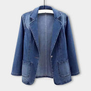 Women's Blazer Denim Jacket - Stylish Casual Layering for Spring and Fall Fashion 0