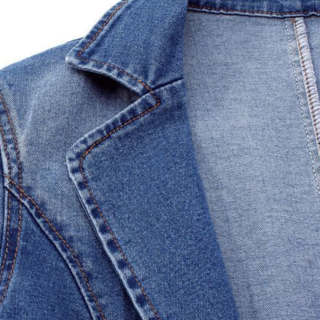 Women's Blazer Denim Jacket - Stylish Casual Layering for Spring and Fall Fashion 4