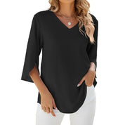 Women's Blouse - Elegant V-Neck Flared Sleeve Summer Tops for Women - Chic Casual Style 3