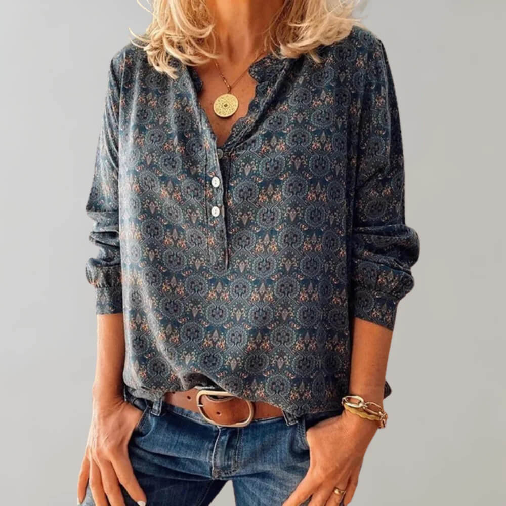 Women's Blouse, Retro Vintage Style Elegant Casual Top for Women, Flattering Fit for Versatile Fashion 0