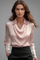 Women's Blouse with Draped Collar and Long Sleeve Tops for Casual and Formal Occasions 13