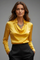 Women's Blouse with Draped Collar and Long Sleeve Tops for Casual and Formal Occasions 9