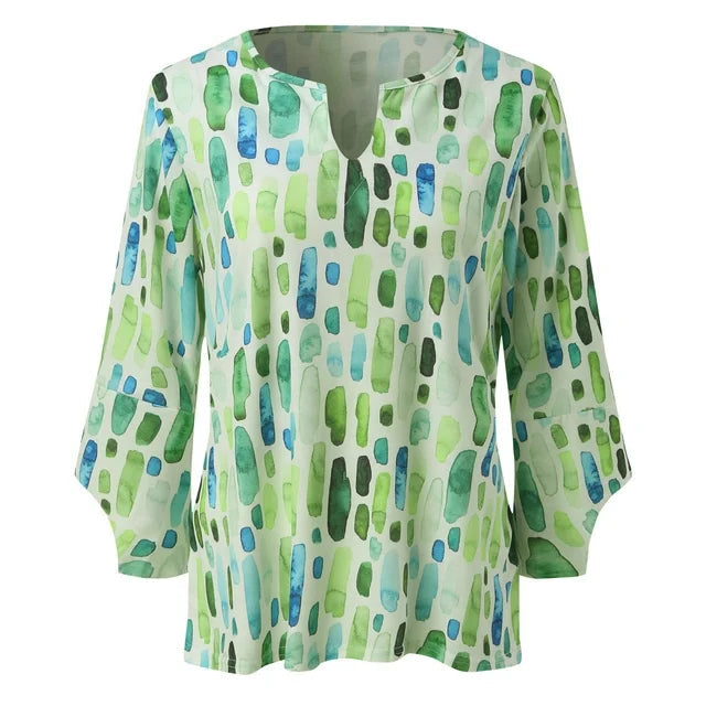 Women's Blouse with Geometric Print, Loose Fit for Casual and Office Wear - Elegant Modern Style 3