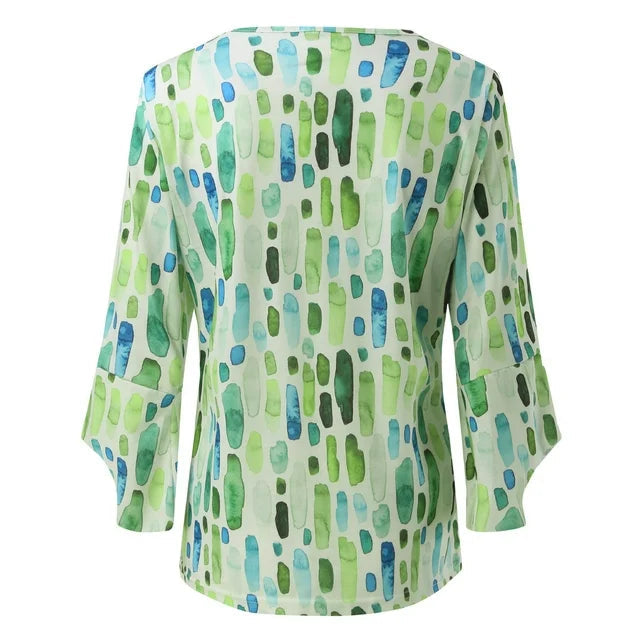 Women's Blouse with Geometric Print, Loose Fit for Casual and Office Wear - Elegant Modern Style 4