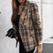 Women's Checked Blazer, Double-Breasted Stylish Jacket for Elegant Occasions 2