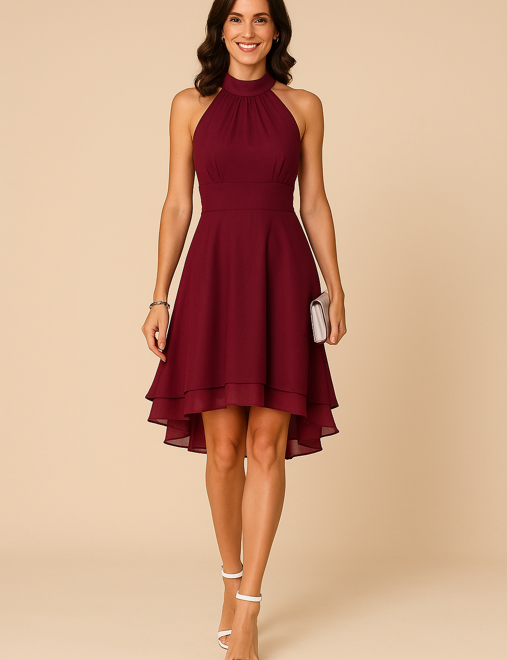 Women's Cocktail Dress - Elegant Flared Hem for Summer Weddings and Formal Occasions 5