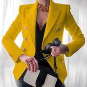 Women's Double Breasted Blazer with Gold Buttons - Tailored Jacket for Elegant Style 3