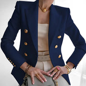 Women's Double Breasted Blazer with Gold Buttons - Tailored Jacket for Elegant Style 4