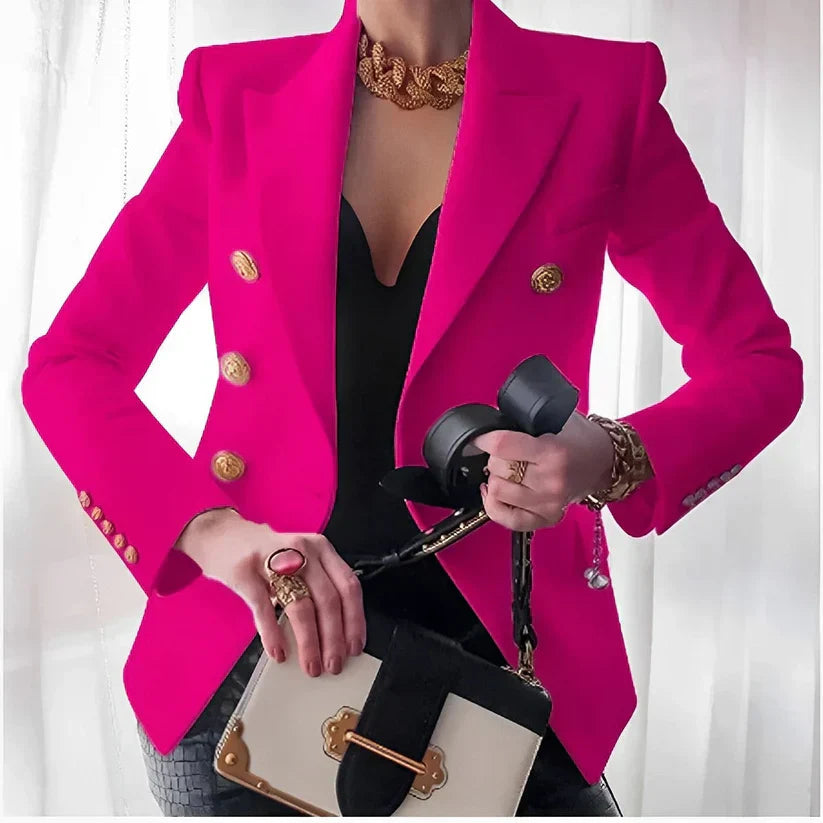Women's Double Breasted Blazer with Gold Buttons - Tailored Jacket for Elegant Style 5