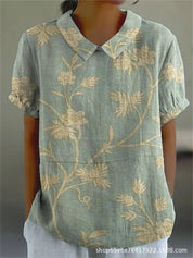 Women's Floral Print Blouse, Casual Collared Shirt for Summer Style 0