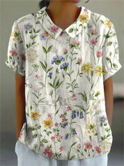 Women's Floral Print Blouse, Casual Collared Shirt for Summer Style 1