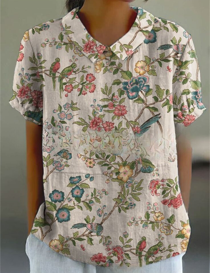 Women's Floral Print Blouse, Casual Collared Shirt for Summer Style 11
