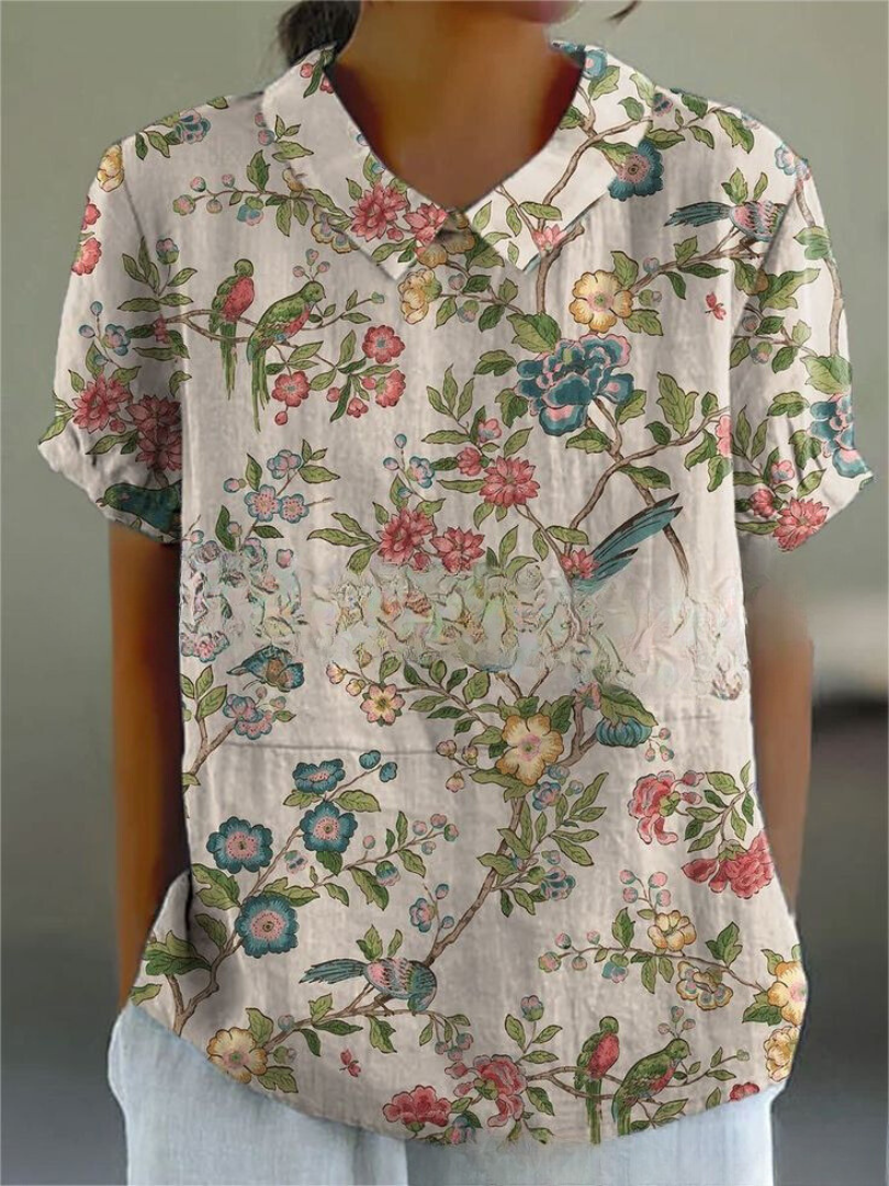 Women's Floral Print Blouse, Casual Collared Shirt for Summer Style 11
