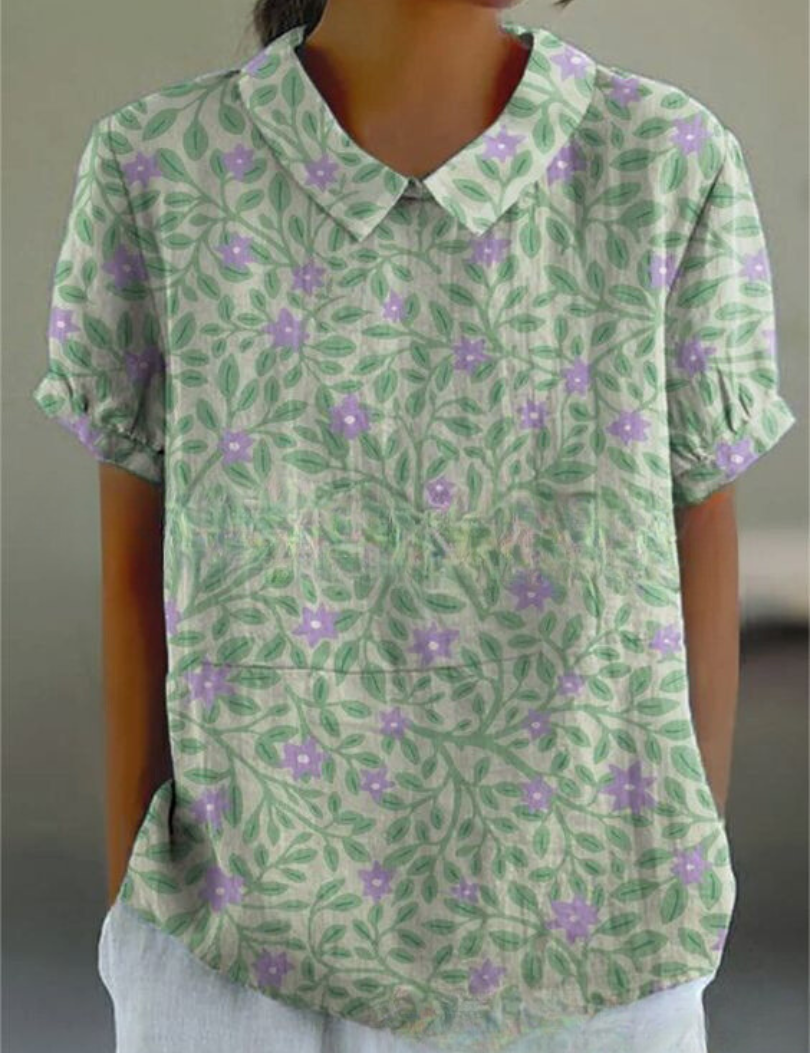 Women's Floral Print Blouse, Casual Collared Shirt for Summer Style 3