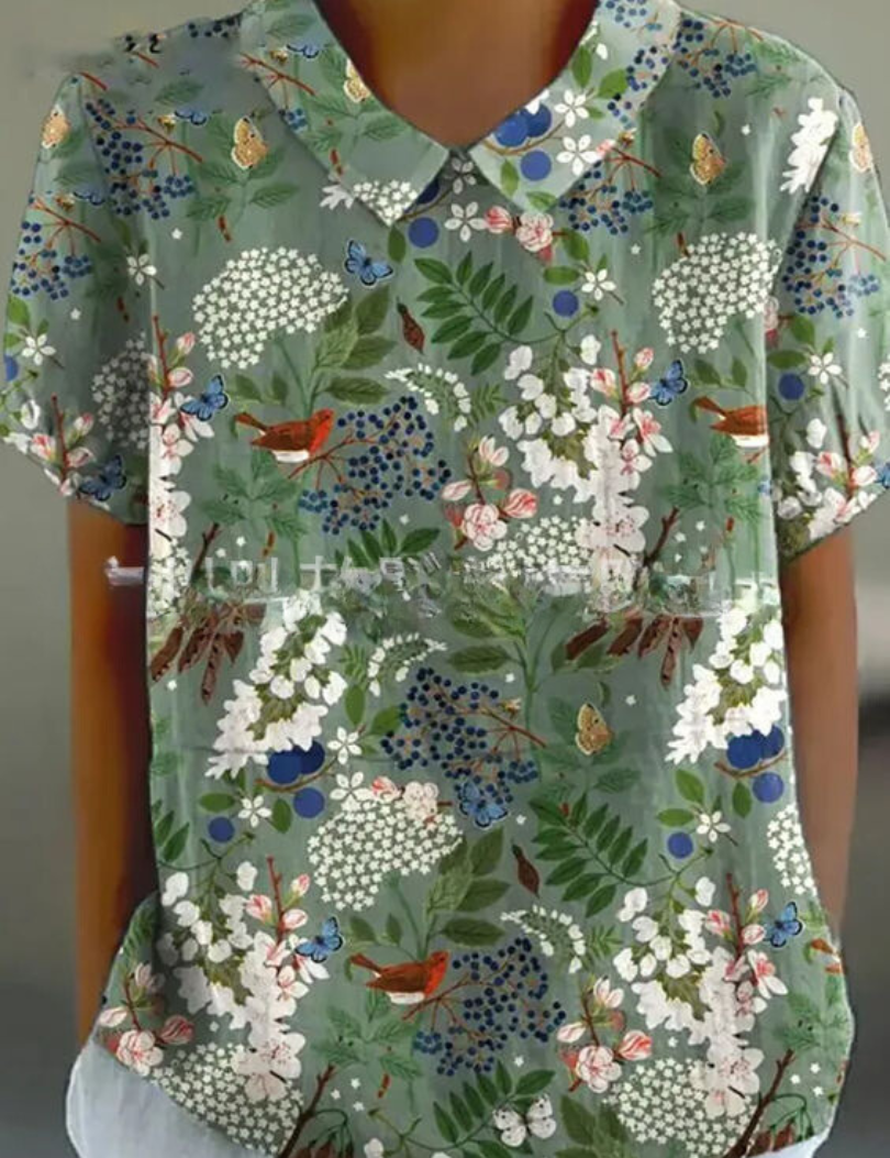 Women's Floral Print Blouse, Casual Collared Shirt for Summer Style 4