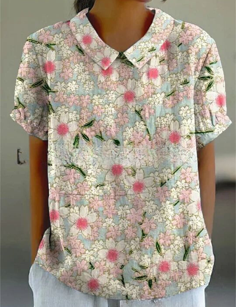 Women's Floral Print Blouse, Casual Collared Shirt for Summer Style 6