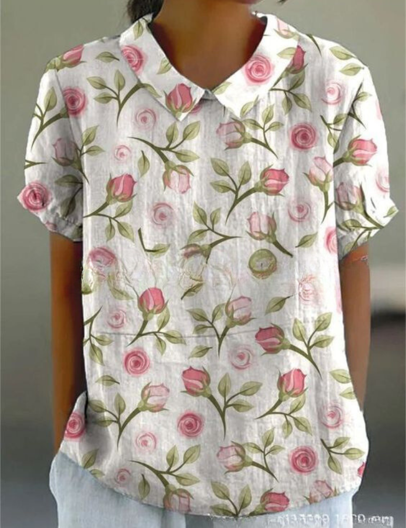 Women's Floral Print Blouse, Casual Collared Shirt for Summer Style 7
