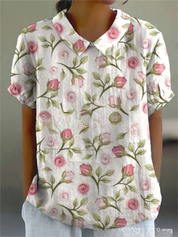 Women's Floral Print Blouse, Casual Collared Shirt for Summer Style 7