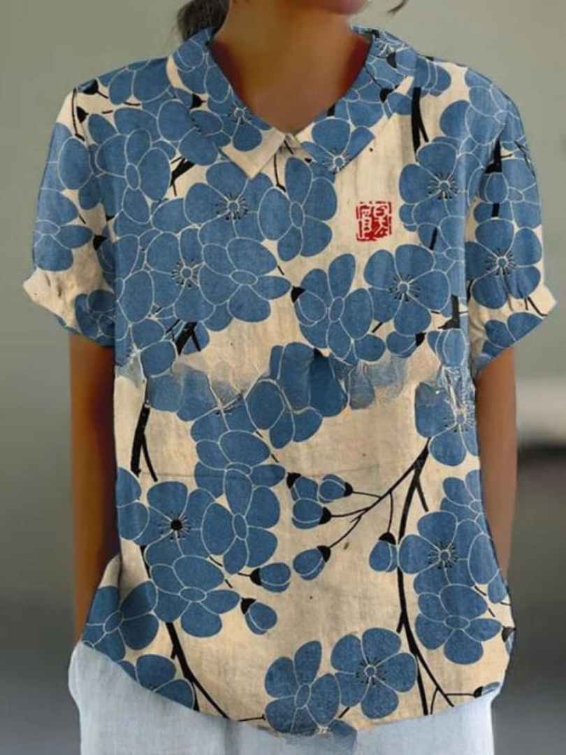 Women's Floral Print Blouse, Casual Collared Shirt for Summer Style 8