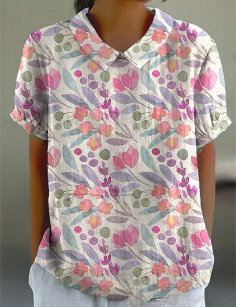 Women's Floral Print Blouse, Casual Collared Shirt for Summer Style 9