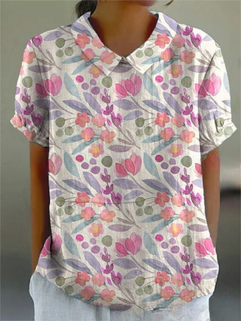 Women's Floral Print Blouse, Casual Collared Shirt for Summer Style 9