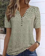 Women's Floral Shirt - Short Sleeve Relaxed Fit Casual Top for Summer 0