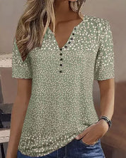 Women's Floral Shirt - Short Sleeve Relaxed Fit Casual Top for Summer 1